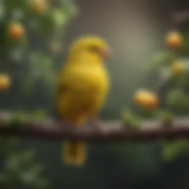 Charming canary perched on a branch showcasing its vibrant plumage.