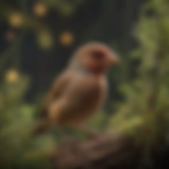 A close-up of a finch exploring its environment with curiosity