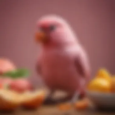 A colorful array of food suitable for pink pet birds