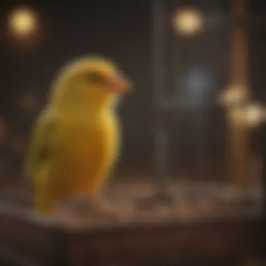 Canary singing in a cozy cage