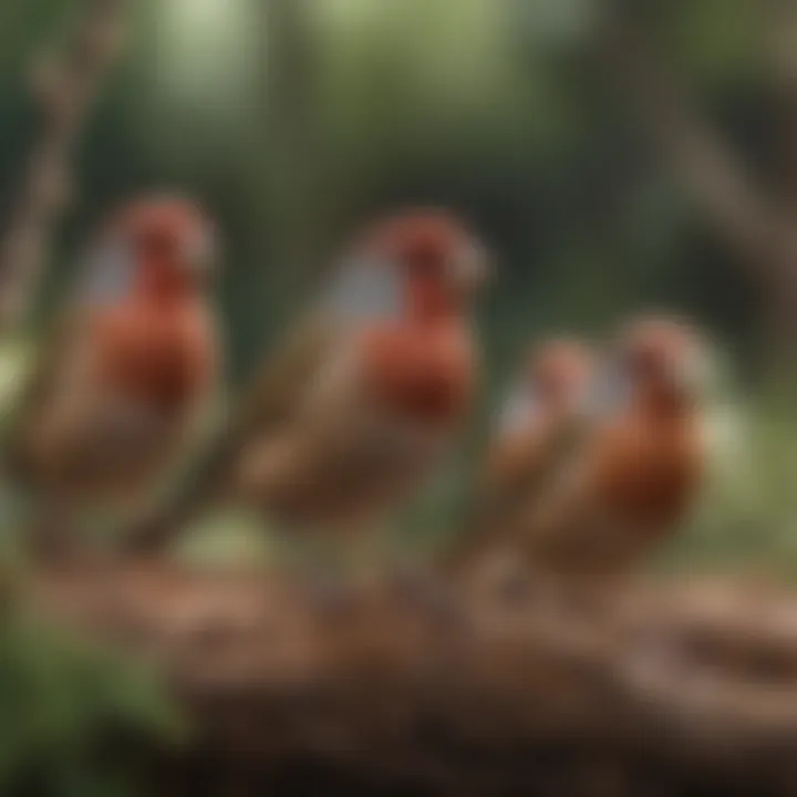 Group of finches in a natural setting