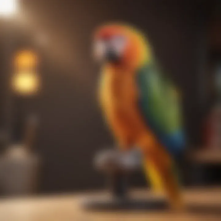 Parrot utilizing the playstand, demonstrating its features in action