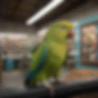 A pet store with a variety of bird supplies