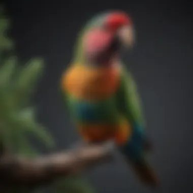 A vibrant ringneck parrot perched on a branch showcasing its colorful plumage