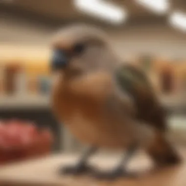 Close-up of a healthy bird being cared for in the Petco store.