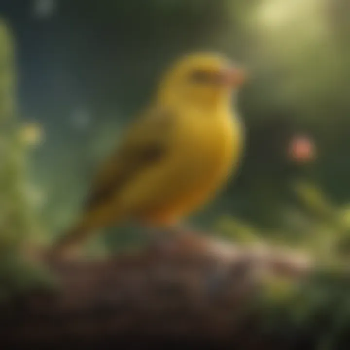 Canary singing melodiously in a serene setting