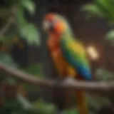 Colorful parrot perched on a branch