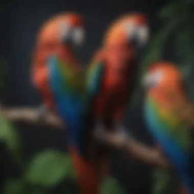 The Majestic Beauty of Macaws An elegant macaw displaying its feathers