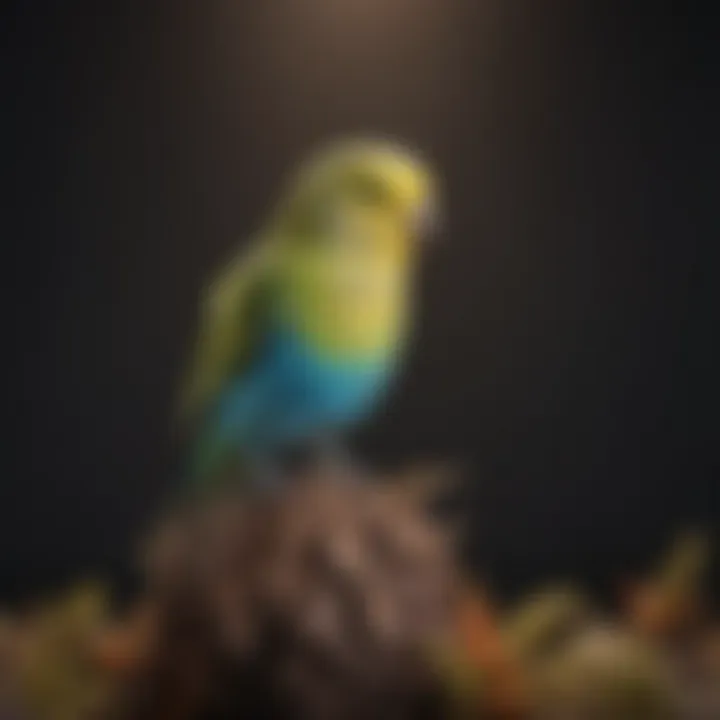 A serene budgerigar perched and vocalizing