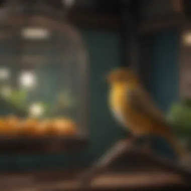 Bird enjoying an enriched indoor environment