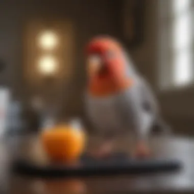 Psychological Benefits for Pet Birds Illustration of the psychological benefits of the drinking bird toy for pet birds.