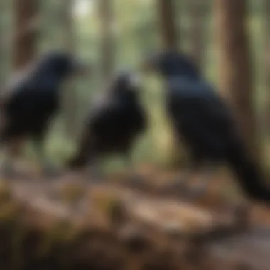 Crows Demonstrating Tool Use A crow using a twig as a tool to extract insects from bark