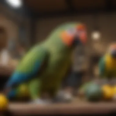 Reputable breeder showcasing healthy parrots in a natural setting