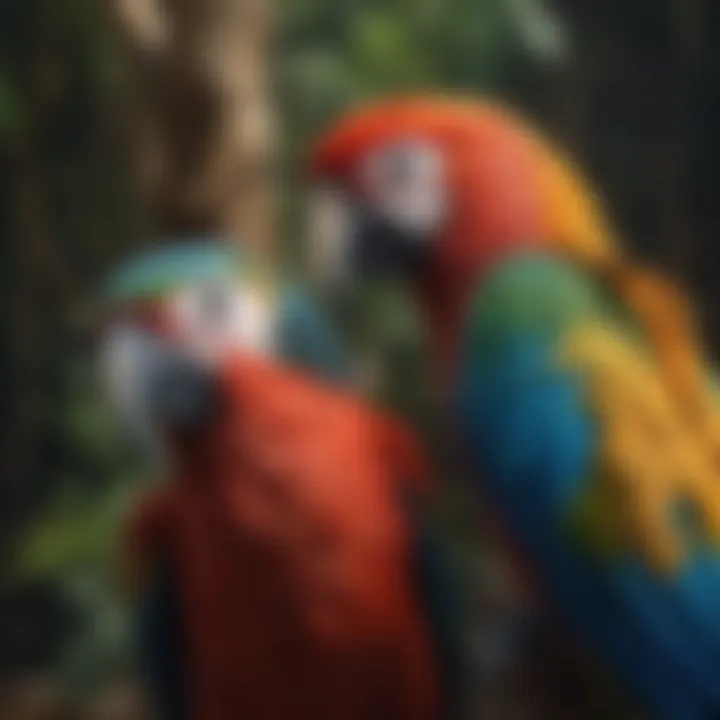 A majestic macaw showcasing its feathers