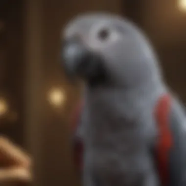 African Grey Parrot Showcasing Speaking Skills An African grey parrot demonstrating its remarkable speaking ability