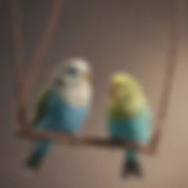Charming Budgerigar on a Swing A charming budgerigar perched playfully on a swing