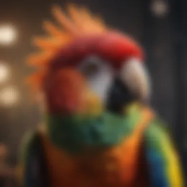 Vibrant Parrot with Colorful Feathers A vibrant parrot showcasing its colorful feathers and inquisitive expression