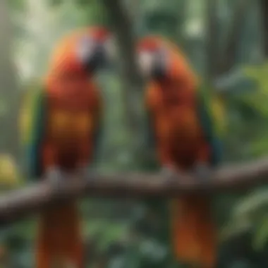 Vibrant parrot perched on a branch