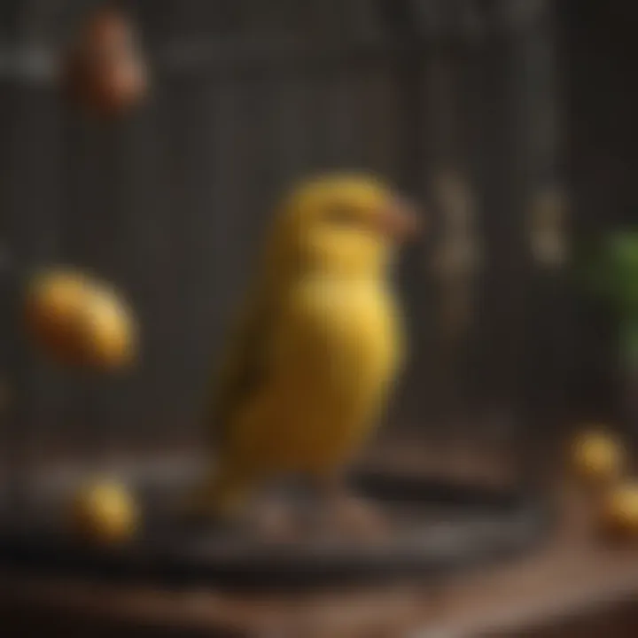 A serene canary singing in a cage