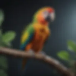A colorful parrot perched on a branch