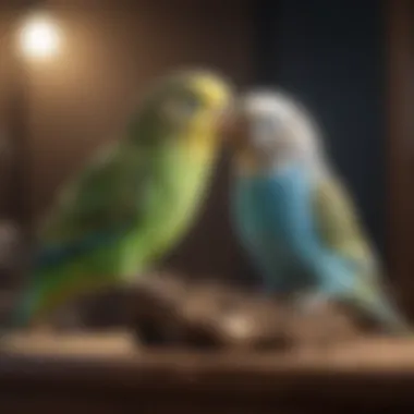 A playful budgie interacting with a toy