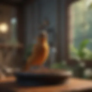 A tranquil setting where a pet bird enjoys its environment.