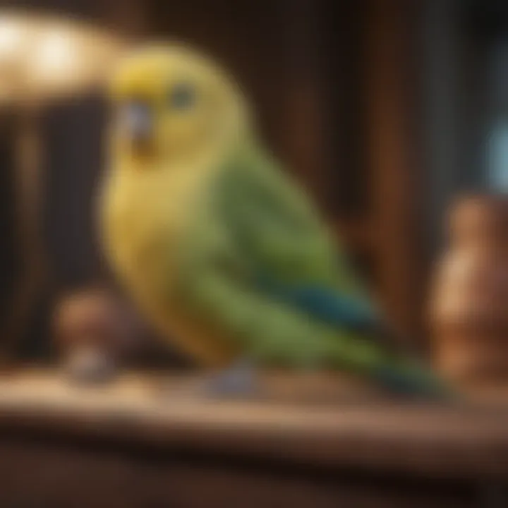 Charming budgerigar resting in a cozy environment