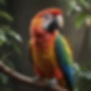 Colorful parrot perched on a branch