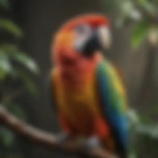 Colorful parrot perched on a branch