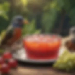 A vibrant array of birds enjoying grape jelly