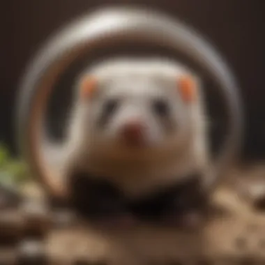 Ferret accessories including tunnels, hammocks, and toys