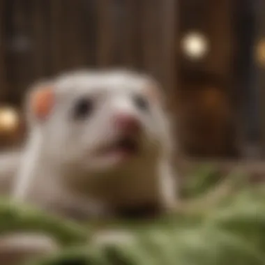 Soft bedding material in a ferret cage