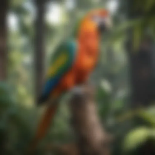 A colorful parrot perched on a branch