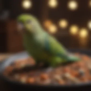 A close-up of parakeet food in a bowl