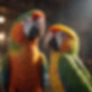 Parrots: Engaging Personalities Await A serene parrot interacting with its owner