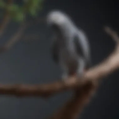 African Grey Parrot perched on a branch