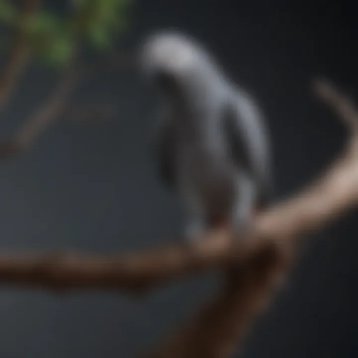 African Grey Parrot perched on a branch