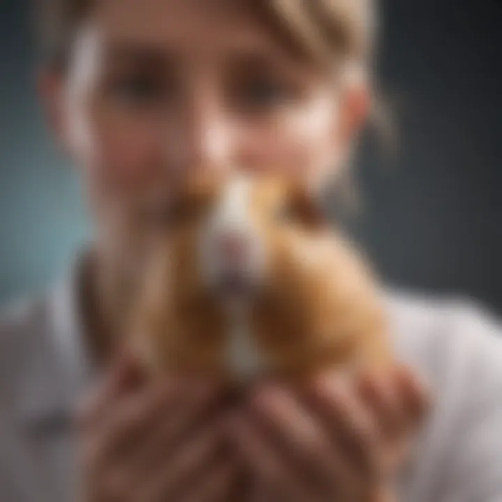 A guinea pig being gently handled by an owner