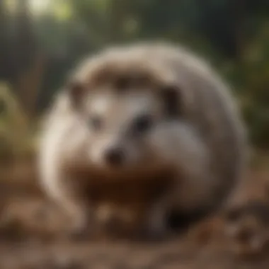 A hedgehog displaying its unique quills and curious demeanor