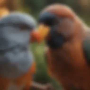 A pet bird interacting joyfully with its caregiver