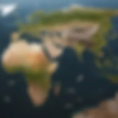 Global Migratory Routes of Birds A map illustrating various migratory routes taken by different bird species globally.