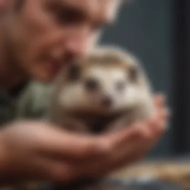 A healthy hedgehog being gently handled