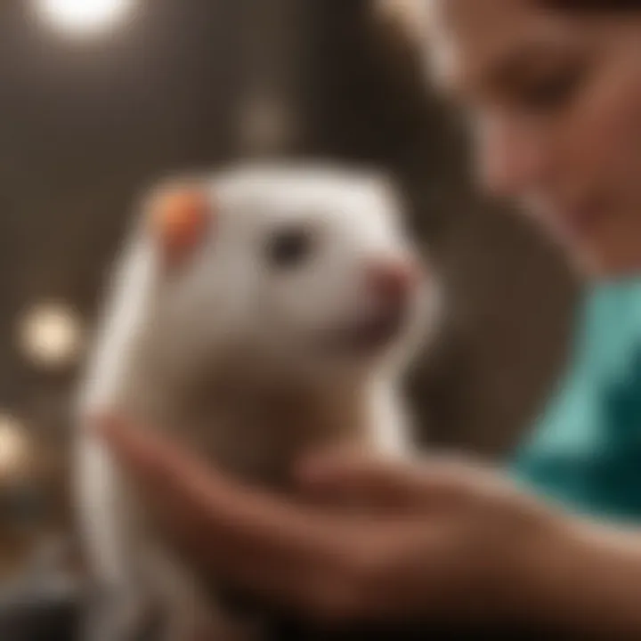 Veterinarian examining a healthy ferret