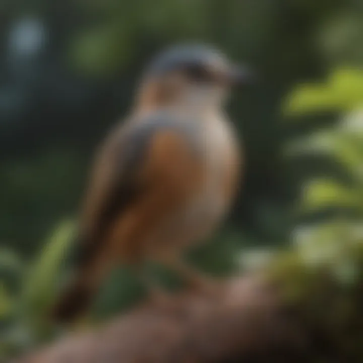 Rehabilitated bird perched comfortably in a safe outdoor habitat.