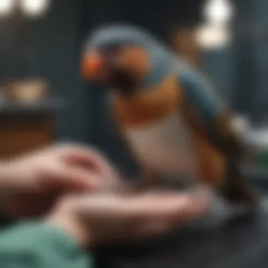 Veterinary Care for Injured Bird Veterinarian attending to a bird with a splint on its wing.