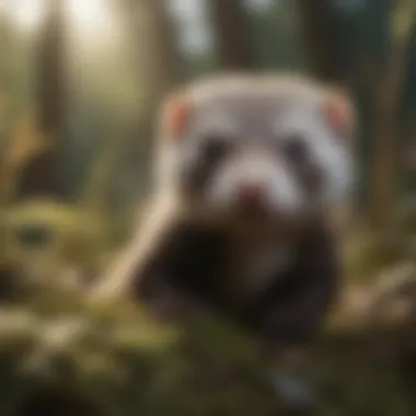 Playful Ferret Exploration Playful ferret exploring its environment
