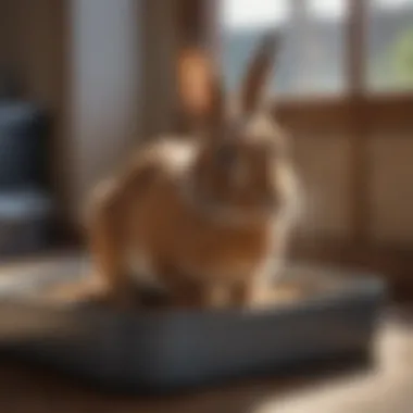 Rabbit Successfully Using a Litter Box Rabbit using a litter box