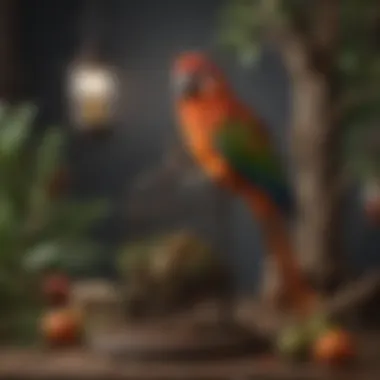 Creating an Enriched Environment for Parrots A cozy birdcage with enrichment toys and natural branches