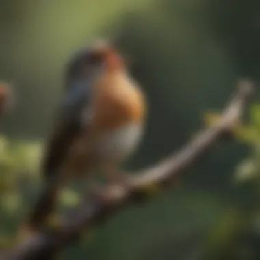 Close-up of a bird perched on a branch, singing