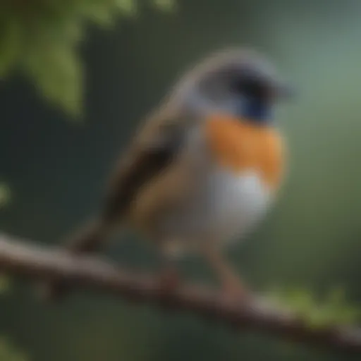 A close-up of a songbird perched on a branch, showcasing its vibrant plumage.